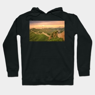 Great Wall of China Sunrise Painting Hoodie